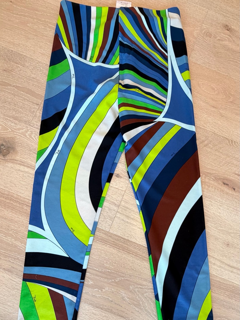 Pucci Multicolor Wave-Print Leggings in Blue, Green, Black, Brown